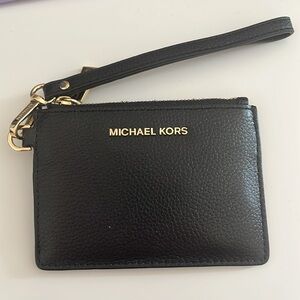 Black Leather Card Holder with Gold Accents